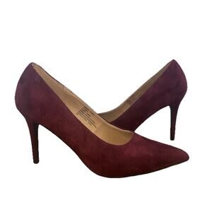 Faux Suede Women Sz 7 Burgundy COMFORTVIEW 3.5" Stiletto Heels Pumps